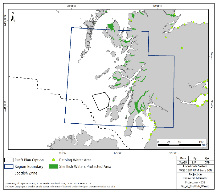 Figure 130 West region: shellfish and bathing water protected areas Figure 130 West region: shellfish and bathing water protected areas