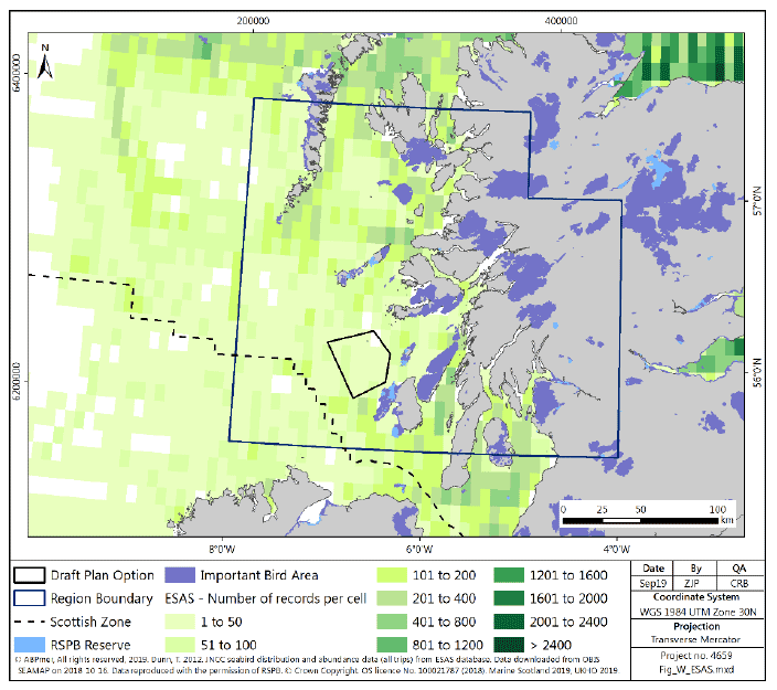 Figure 137 West region: ESAS records per 0.1 degree cell Figure 137 West region: ESAS records per 0.1 degree cell