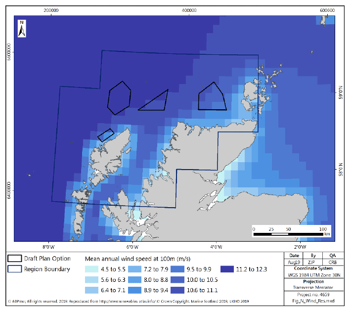 Figure 141 North region: mean annual wind speed Figure 141 North region: mean annual wind speed