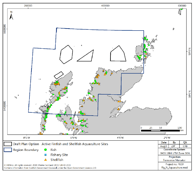 Figure 157 North region: marine aquaculture sites Figure 157 North region: marine aquaculture sites