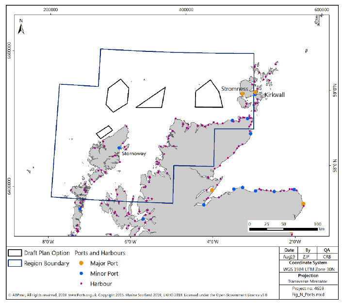 Figure 158 North region: ports and harbours Figure 158 North region: ports and harbours