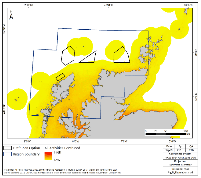 Figure 161 North region: density of recreational activities Figure 161 North region: density of recreational activities