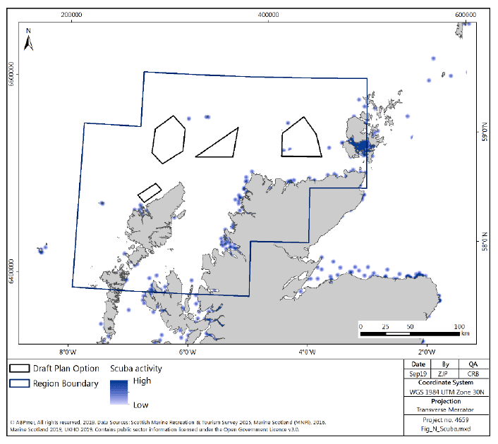 Figure 164 North region: scuba diving activity density Figure 164 North region: scuba diving activity density