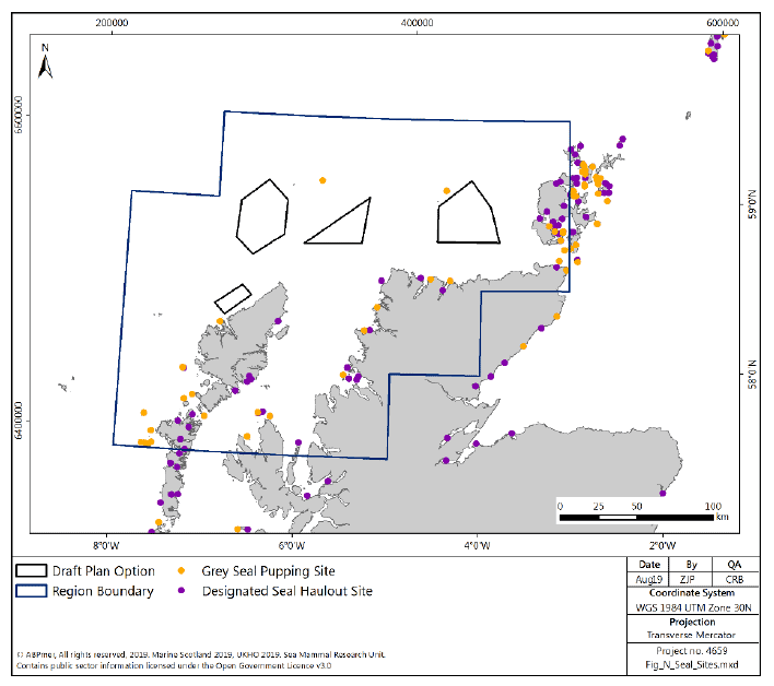 Figure 178 North region: seal haulout sites and grey seal pupping sites Figure 178 North region: seal haulout sites and grey seal pupping sites