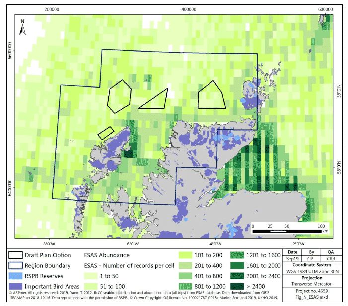 Figure 181 North region: ESAS records per 0.1 degree cell Figure 181 North region: ESAS records per 0.1 degree cell