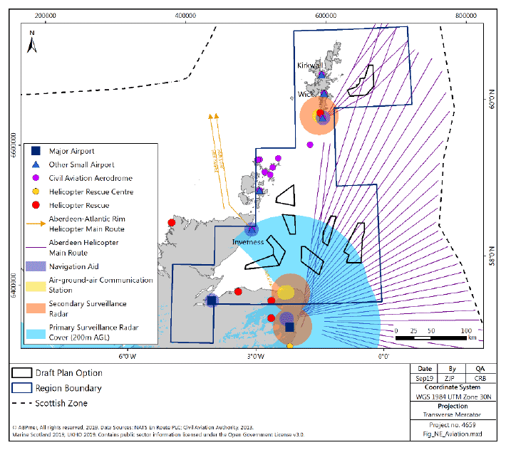 Figure 193 North East region: aviation infrastructure, key routes and radar coverage Figure 193 North East region: aviation infrastructure, key routes and radar coverage