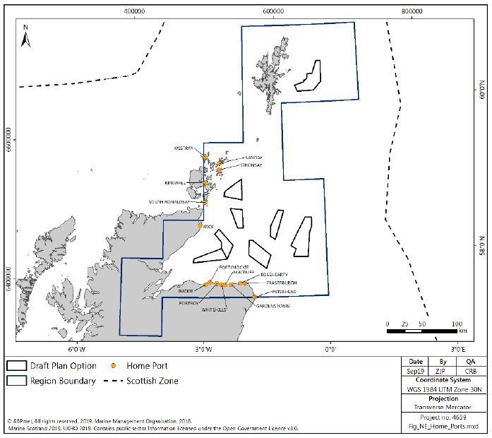 Figure 200 North East region: distribution of home ports Figure 200 North East region: distribution of home ports