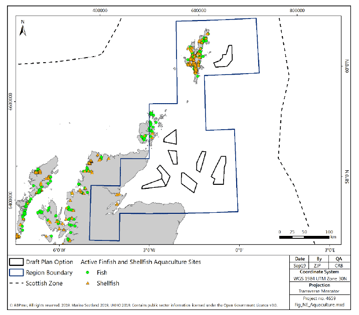 Figure 202 North East region: marine aquaculture sites Figure 202 North East region: marine aquaculture sites