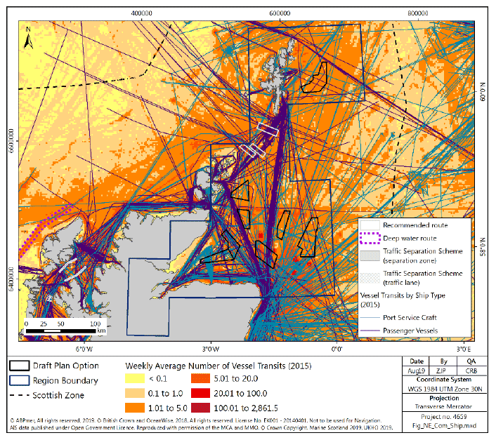 Figure 204 North East region: shipping densities and key routes Figure 204 North East region: shipping densities and key routes