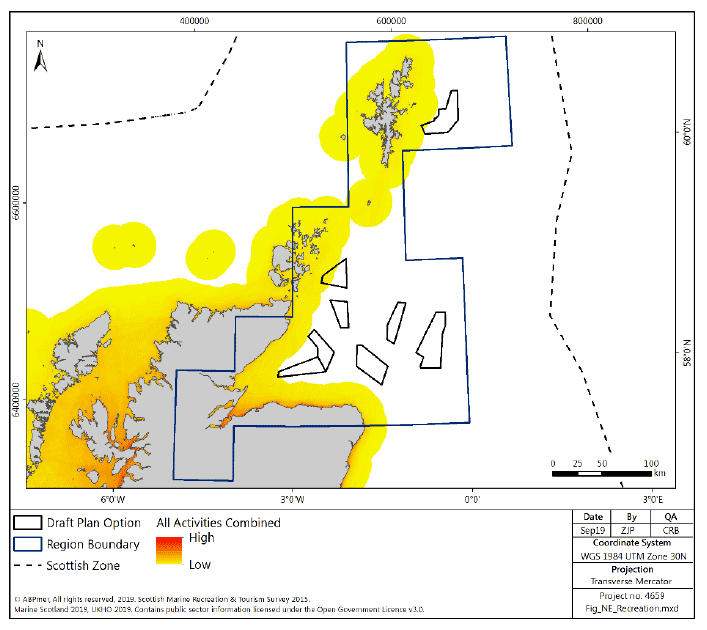 Figure 206 North East region: density of recreational activities Figure 206 North East region: density of recreational activities