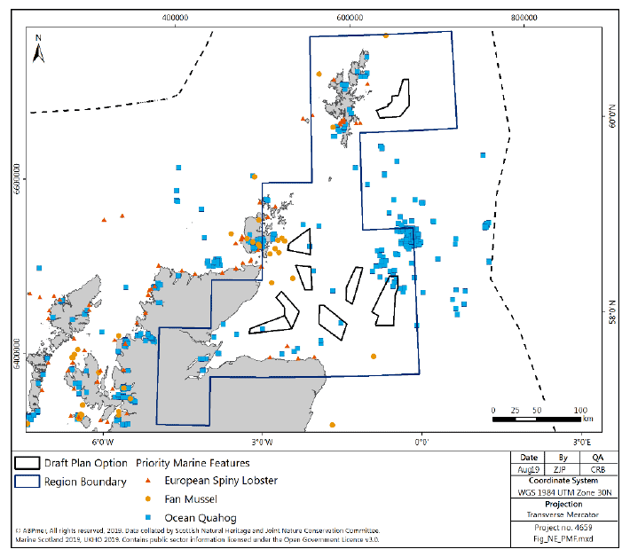 Figure 221 North East region: records of benthic PMF Figure 221 North East region: records of benthic PMF