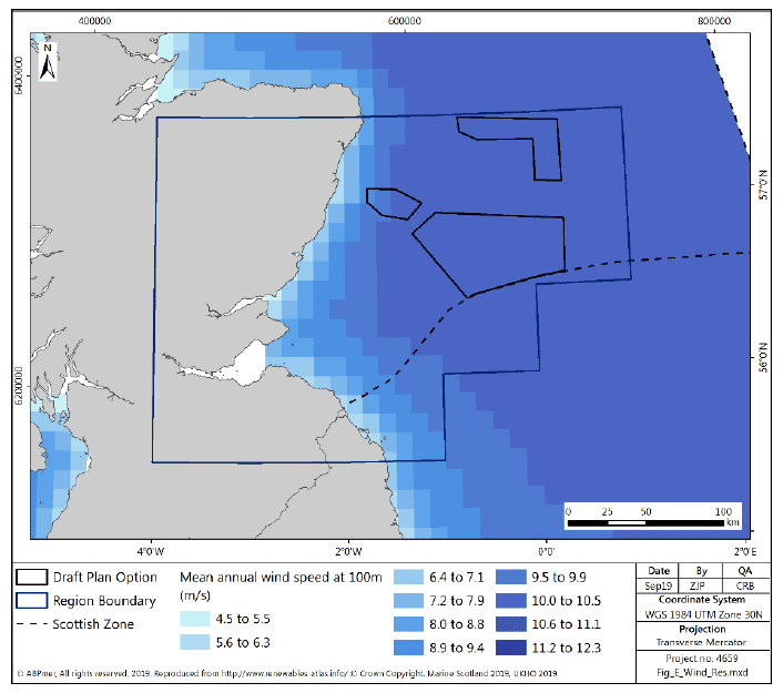 Figure 227 East region: mean annual wind speed Figure 227 East region: mean annual wind speed