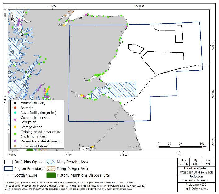 Figure 235 East region: defence infrastructure and exercise areas Figure 235 East region: defence infrastructure and exercise areas