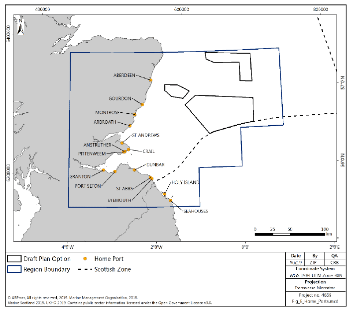 Figure 241 East region: distribution of home ports Figure 241 East region: distribution of home ports