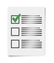 A single piece of paper with checkboxes and lines to indicate text, with a green tick beside one of the checkbox A single piece of paper with checkboxes and lines to indicate text, with a green tick beside one of the checkbox