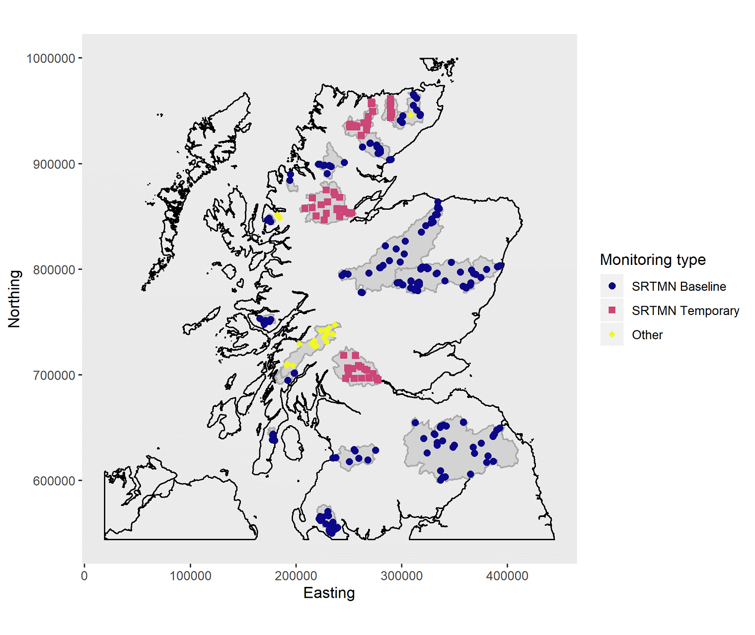 Map of SRTMN sites. Contains Ordnance Survey data © Crown copyright [2021]