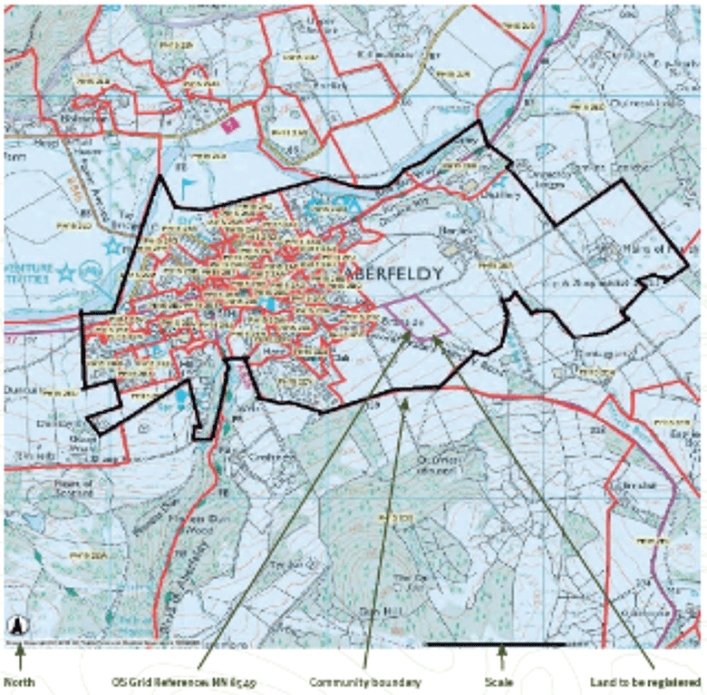 Image shows a map which has been created using the community right to buy mapping tool as an example for communities