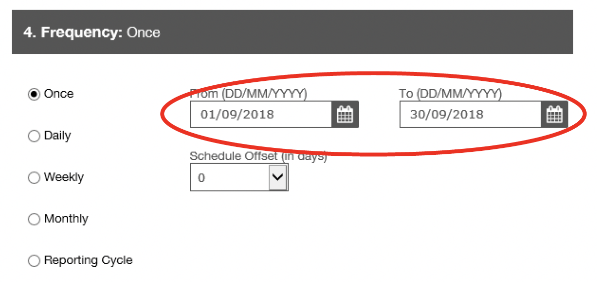 user role – running a report – report selection