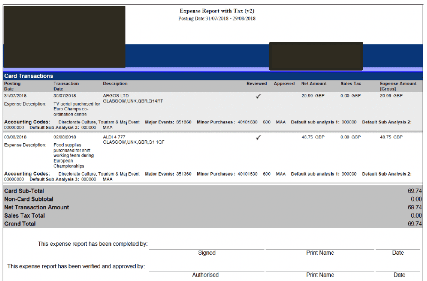 user role – running a report – report samples