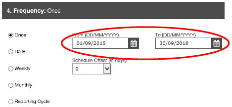 user role – running a report – date selection