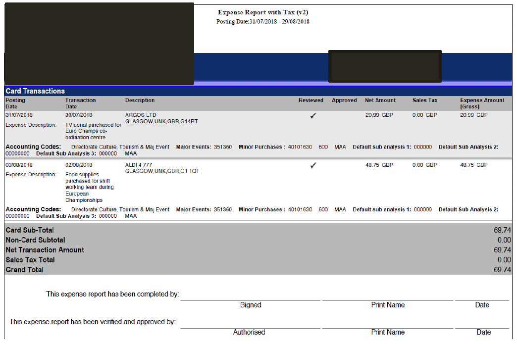 user role – running a report – report samples