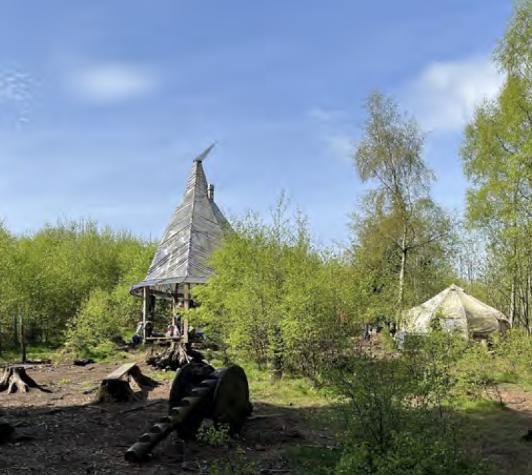 Outdoor nursery setting in the woods in Aberdeenshire.