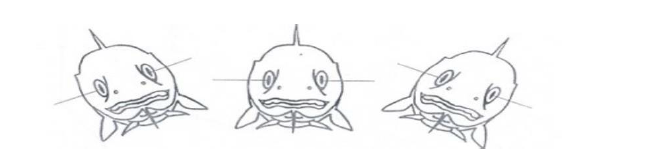 Unconscious fish image:   Drawing of a unconscious fish detailing that the eyes remain fixed when the fish is rotated.