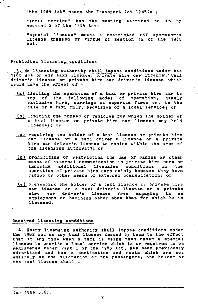 The Licensing and Regulation of Taxis and Provate Hire Cars and their Drivers (Prohibited and Required Conditions) (Scotland) Regulations 1986