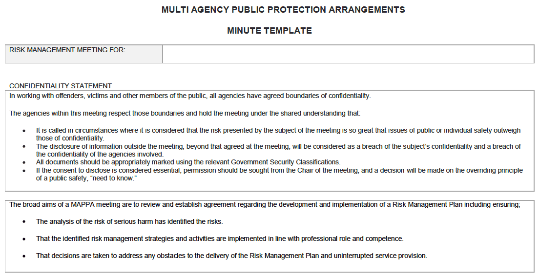 Multi Agency Public Protection Arrangements - Minute Template