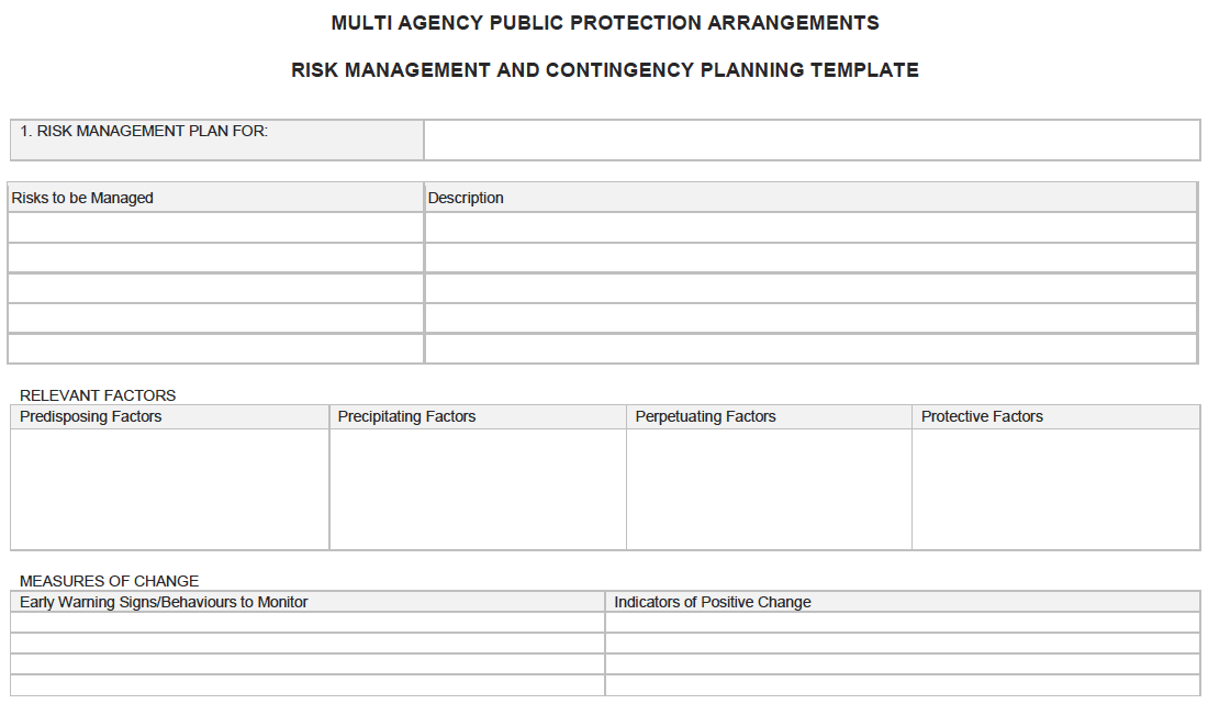 Multi Agency Public Protection Arrangements - Risk Management and Contingency Planning Template