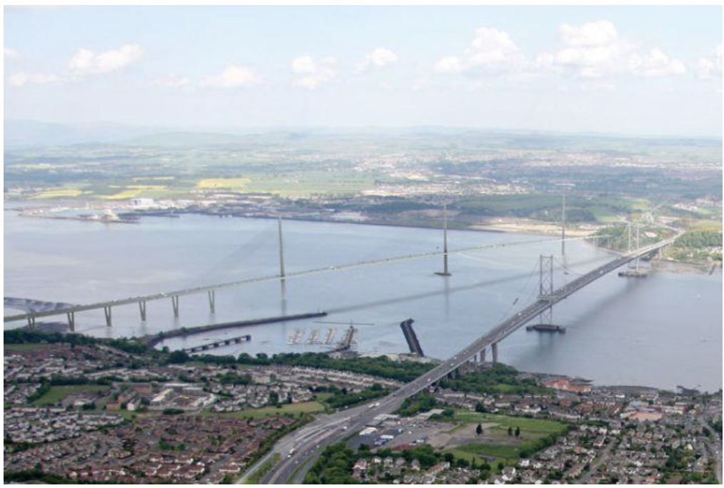 Picture showing the two Forth Road Bridges