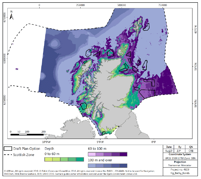 Figure 6 Banded water depths in Scottish waters