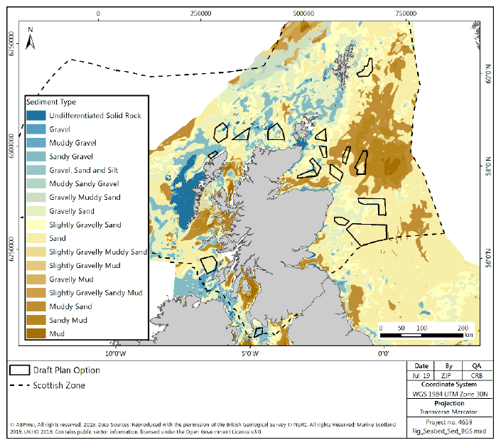 Figure 7 Seabed sediment morphology in Scottish waters