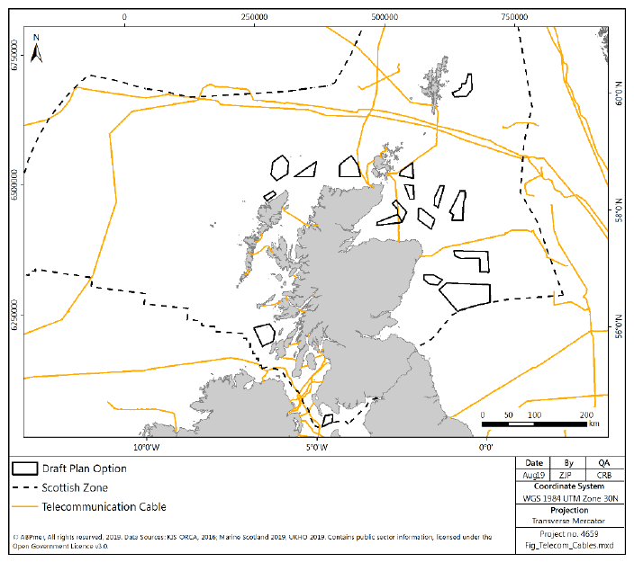 Figure 11 Active telecom cables in Scottish waters