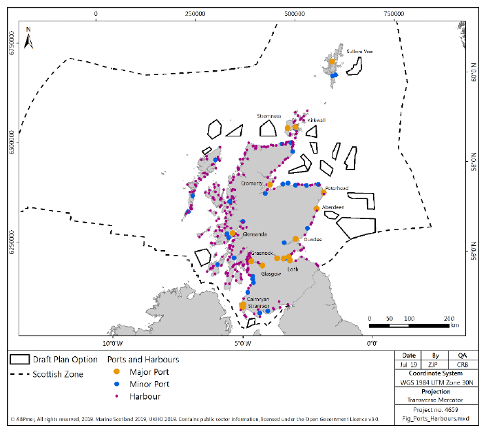 Figure 24 Distribution of ports and harbours in Scottish waters