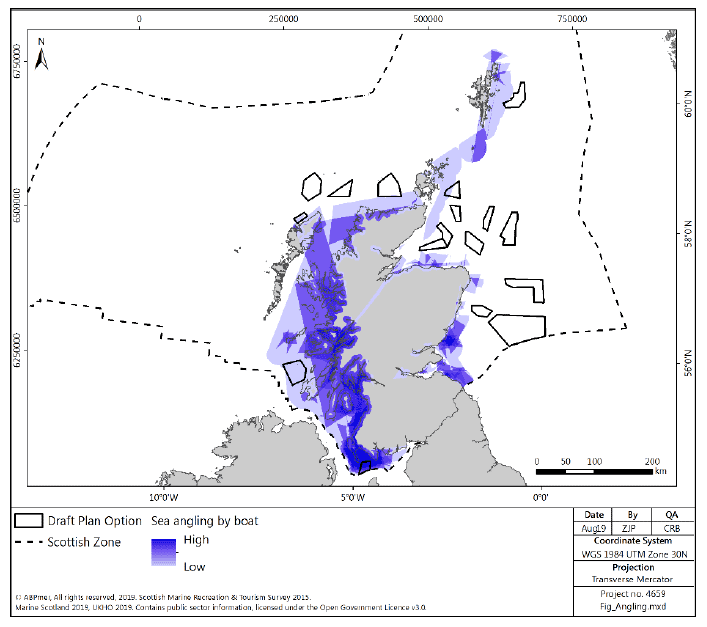 Figure 30 Sea angling (by boat) density in Scottish waters