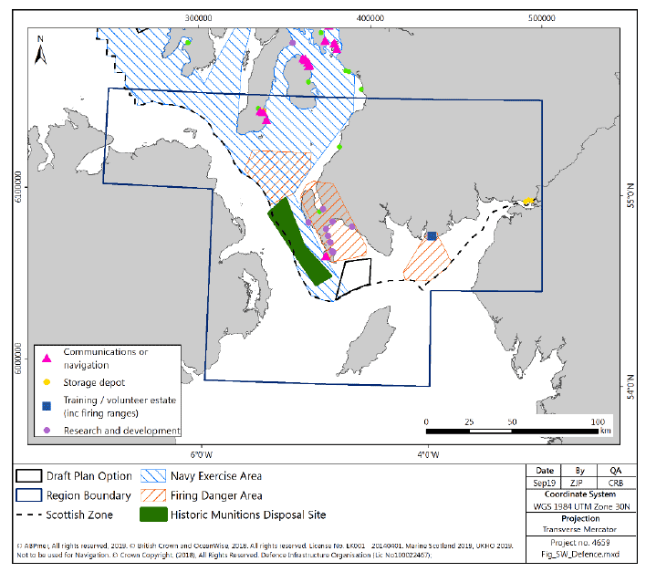 Figure 63 South West region: defence infrastructure and exercise areas
