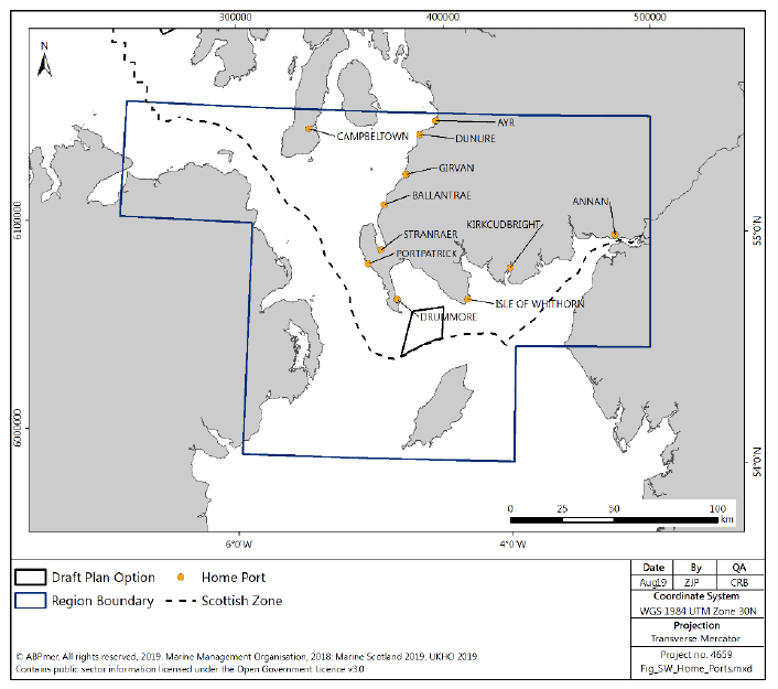 Figure 69 South West region: distribution of home ports