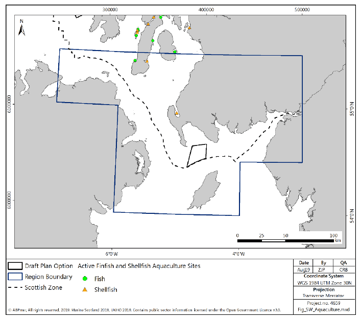 Figure 71 South West region: marine aquaculture site
