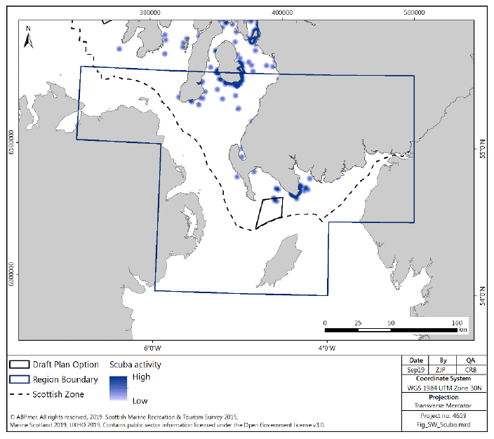 Figure 78 South West region: scuba diving activity density