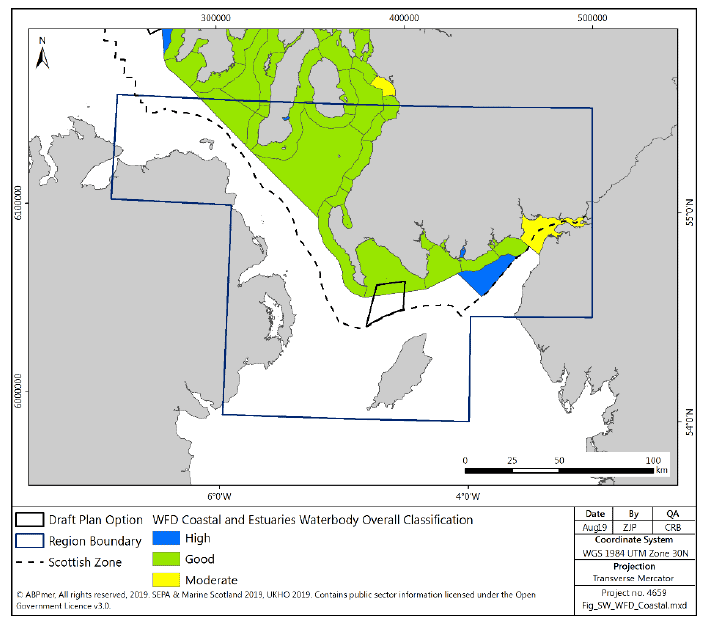 Figure 86 South West region: WFD coastal and transitional waterbody classifications