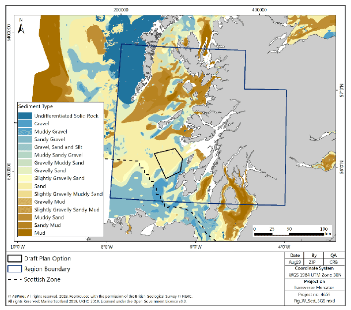 Figure 99 West region: seabed sediments
