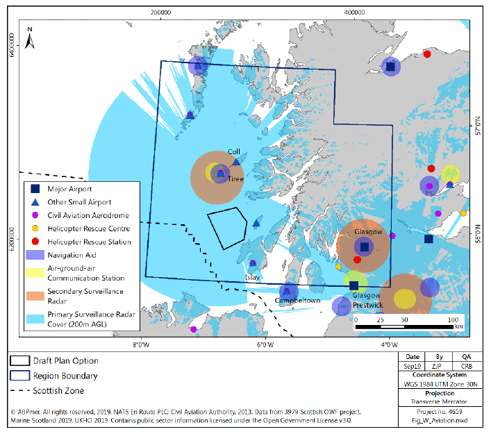 Figure 104 West region: aviation infrastructure, key routes and radar coverage