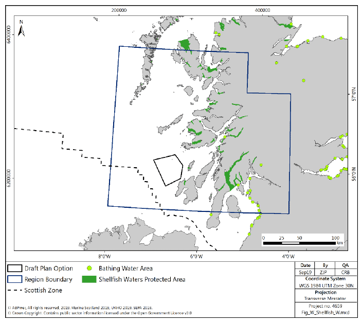 Figure 130 West region: shellfish and bathing water protected areas