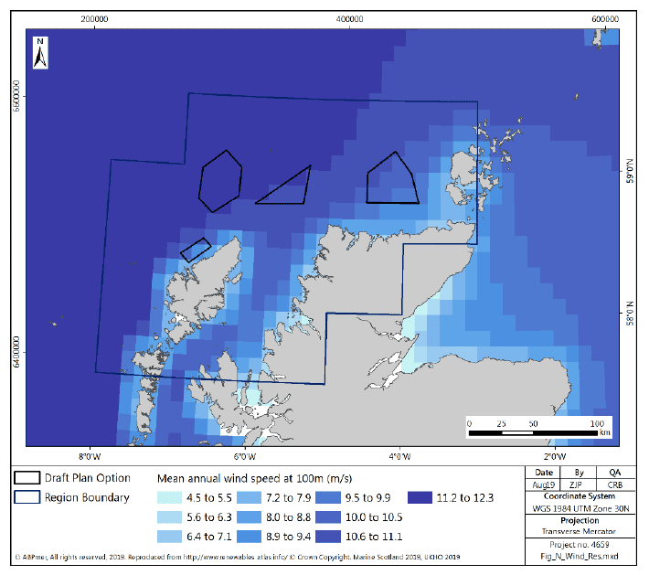 Figure 141 North region: mean annual wind speed
