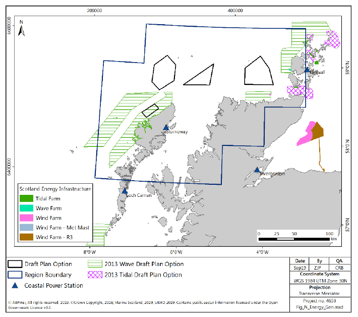 Figure 144 North region: current, planned and potential future offshore energy generation infrastructure