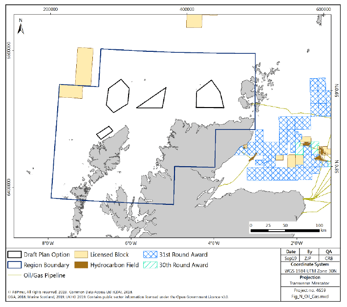 Figure 147 North region: oil and gas infrastructure and licenced blocks