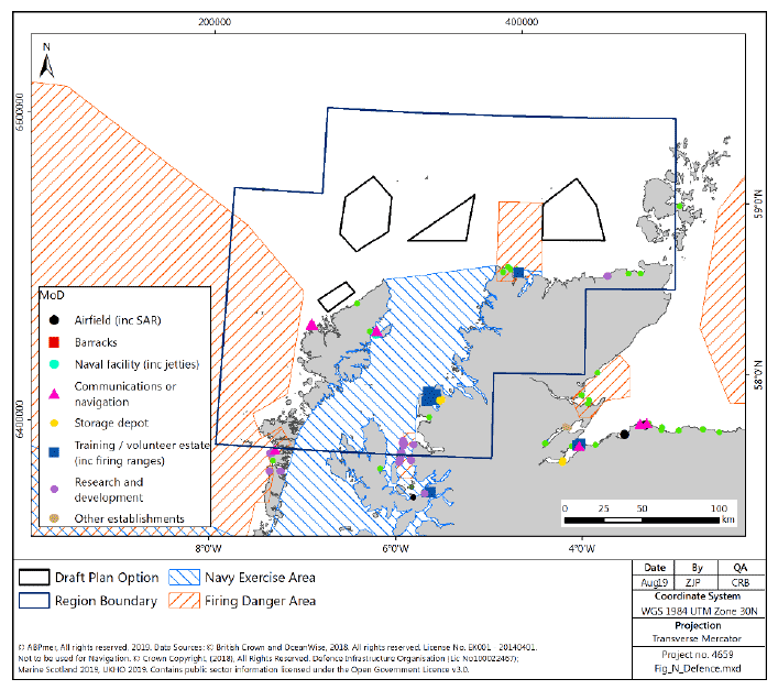 Figure 149 North region: defence infrastructure and exercise areas