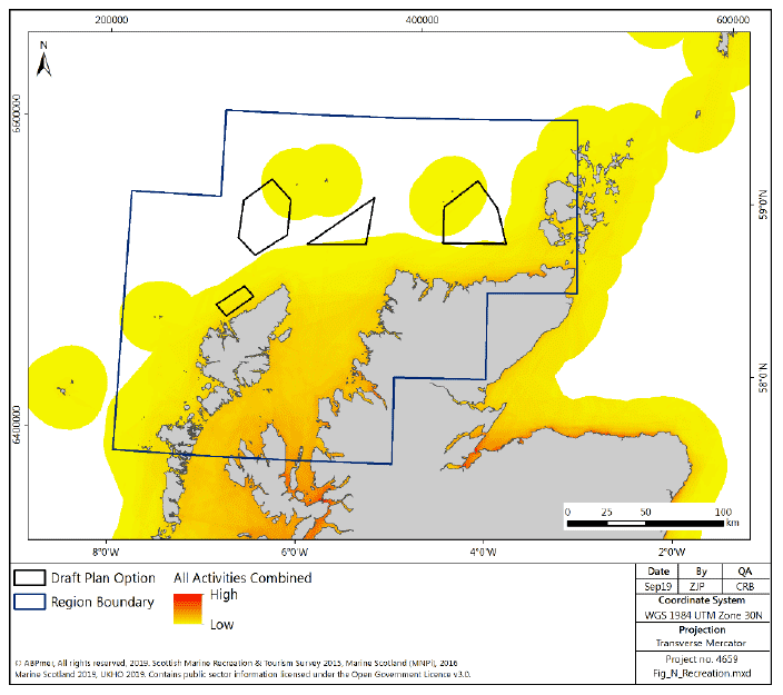 Figure 161 North region: density of recreational activities