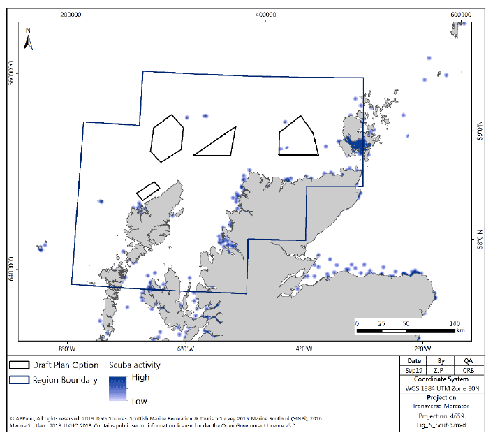 Figure 164 North region: scuba diving activity density